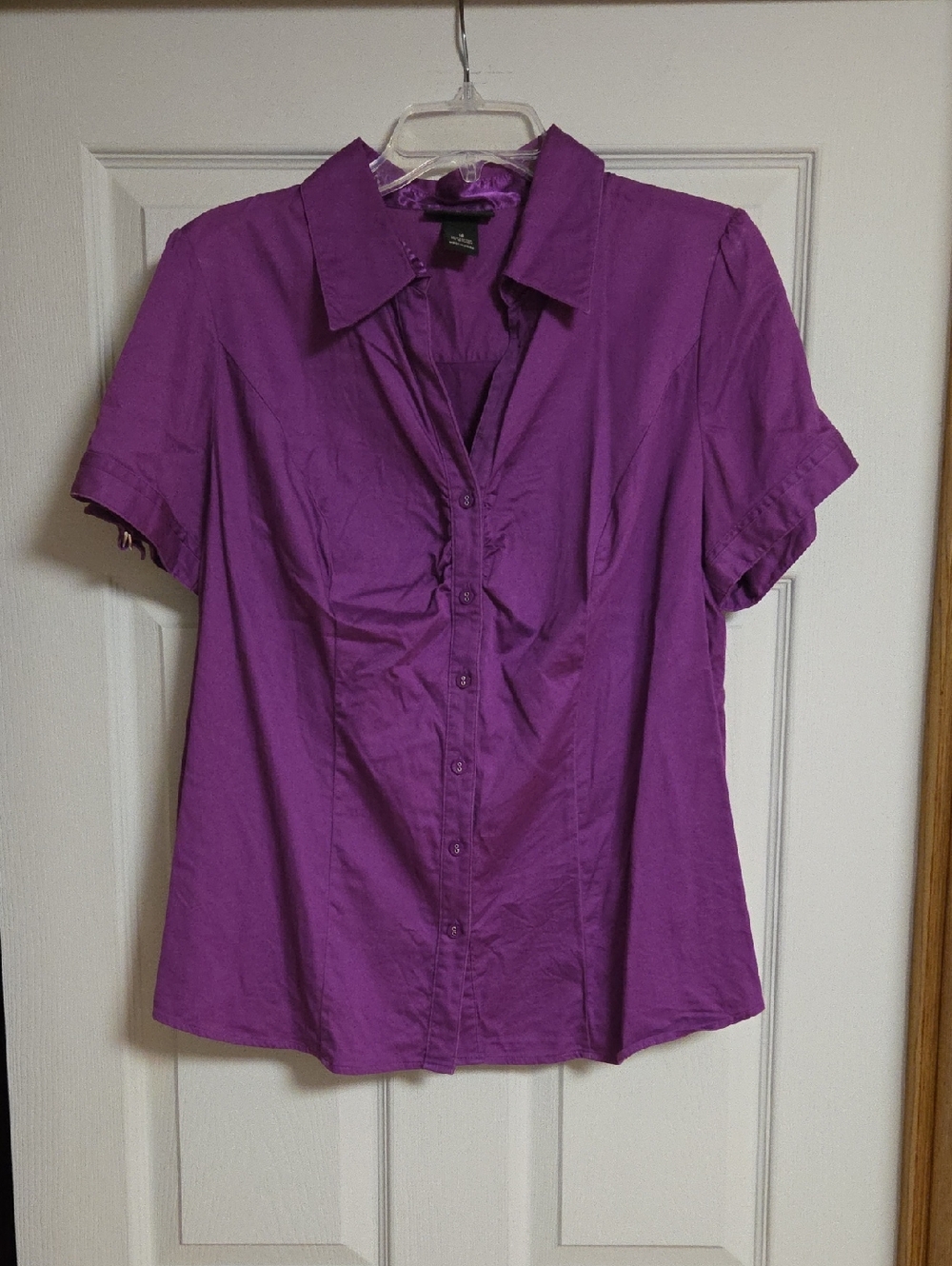 Lane Bryant Short-Sleeve Button-Front Shirt in Purple